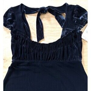 NWT Free People Black Velvet Mini Babydoll Dress M Women Milkmaid Whimsigoth Y2K